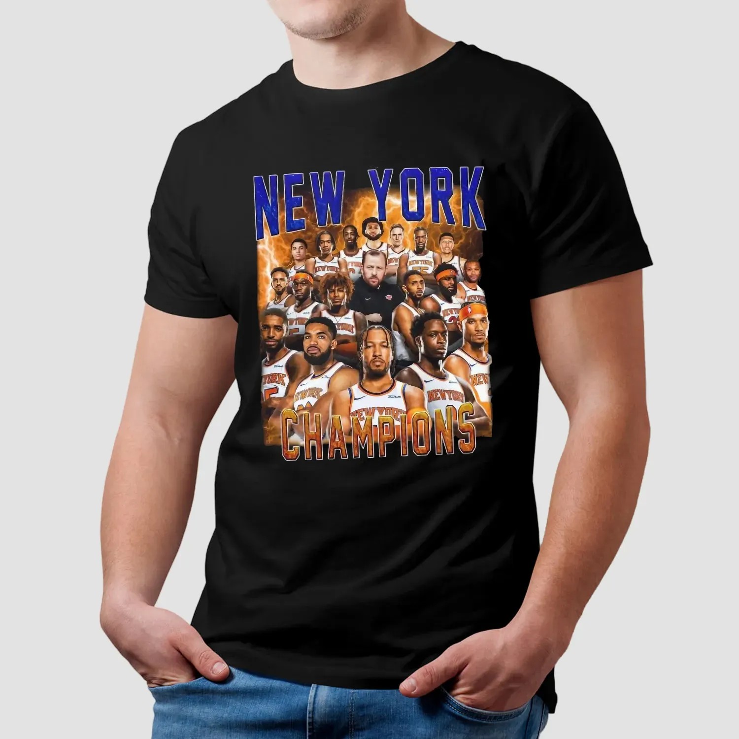 New York Knicks Champs 2025 Full Team Players Vintage Bootleg T Shirt