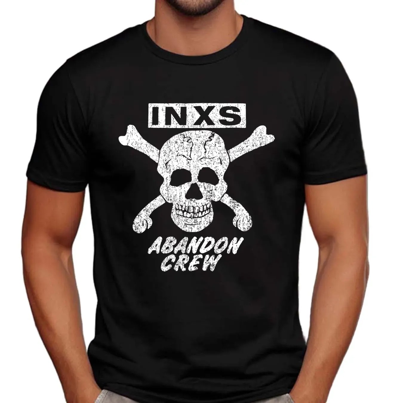 Skull Crossbones INXS Abandon Crew Vintage Shirt
