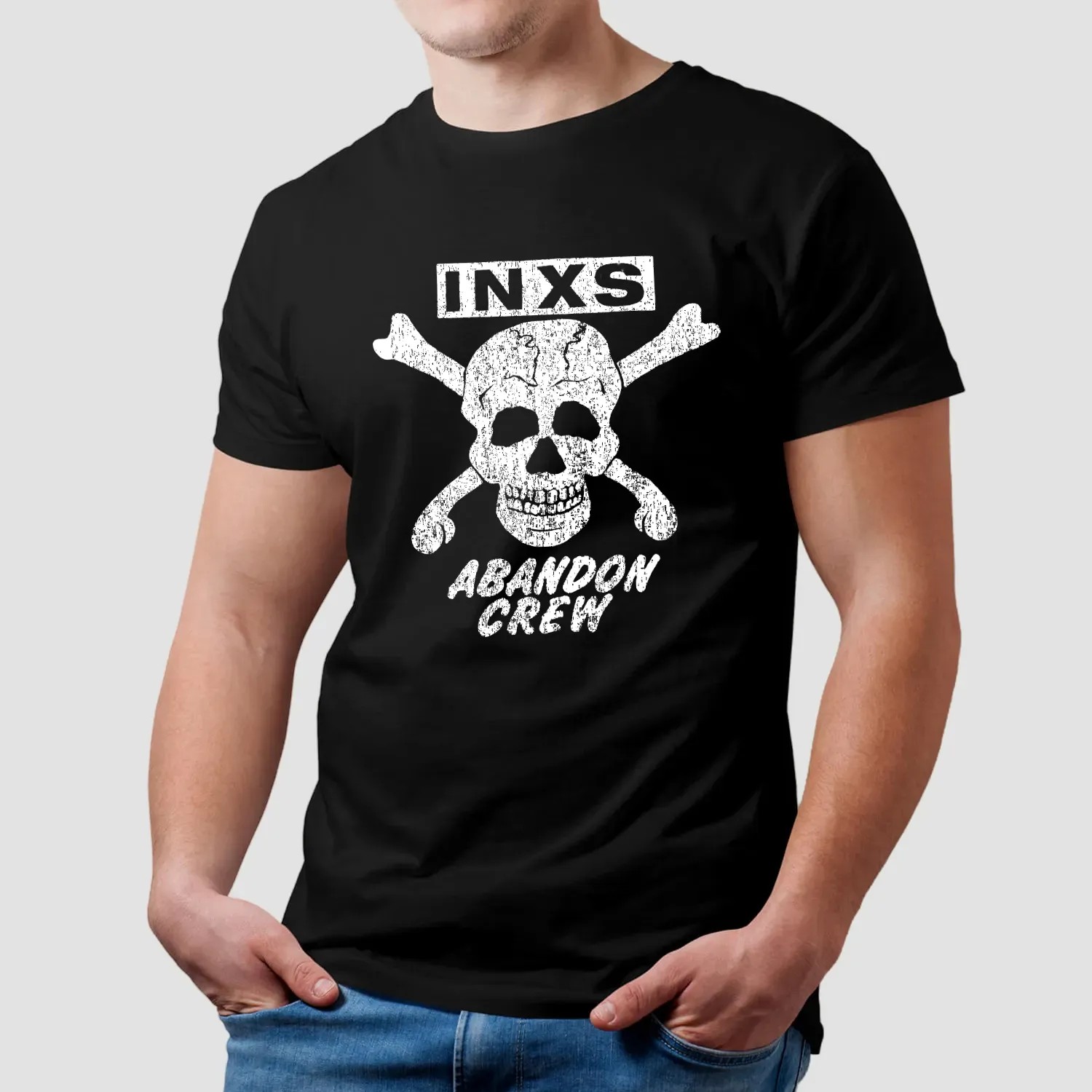 Skull Crossbones INXS Abandon Crew Vintage Shirt