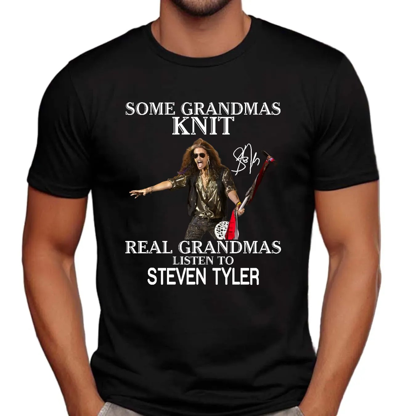 Some Grandmas Knit Real Grandmas Listen To Steven Tyler Shirt