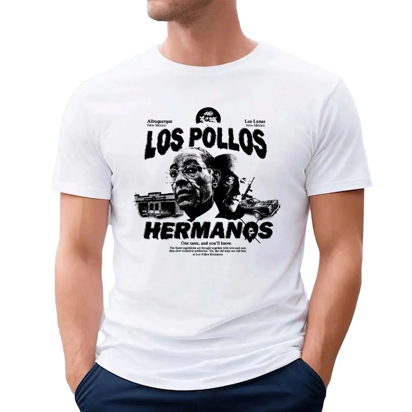 Vintage Los Pollos Hermanos Graphic Tee - Gus Fring and Mike Ehrmantraut T Shirt - Breaking Bad Movie T Shirt - Walter White - Jeese Pinkman