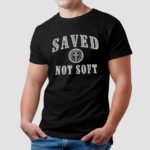 SAVED NOT SOFT cross symbol graphic shirt