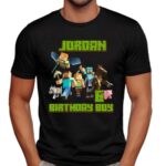 JORDAN Birthday Party Shirt, MineC Comfort Colors Shirt, Custom Family Birthday T-shirt, Gift for Kids, Mine Craft Family Matching Birthday Tees