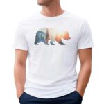 Bear Silhouette Mountain Forest Sunset T Shirt