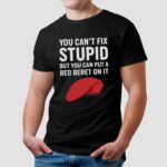 You Can't Fix Stupid But You Can Put A Red Beret On It T Shirt