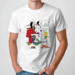 Snoopy and Woodstock bouncing on a pogo ball and a pogo stick t shirt