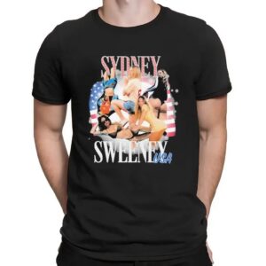 Sydney Sweeney USA American Flag Vintage Bootleg T Shirt