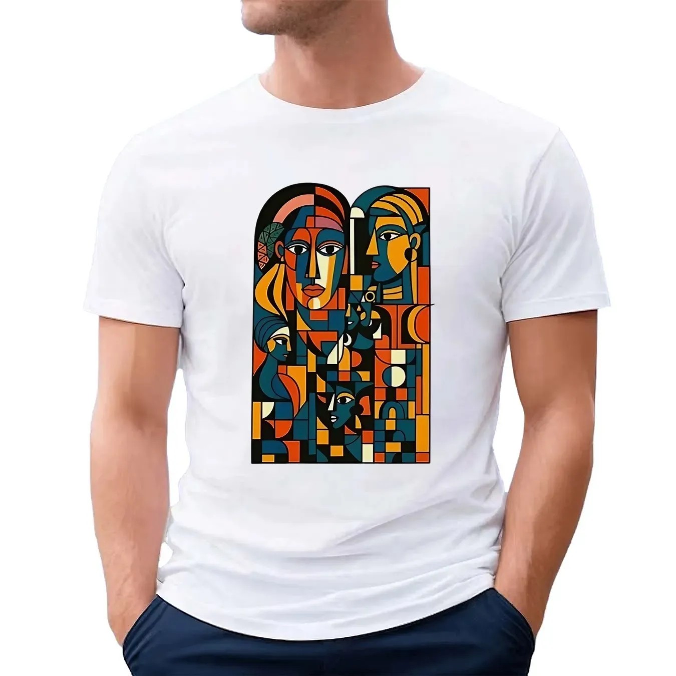 Abstract faces montage t shirt