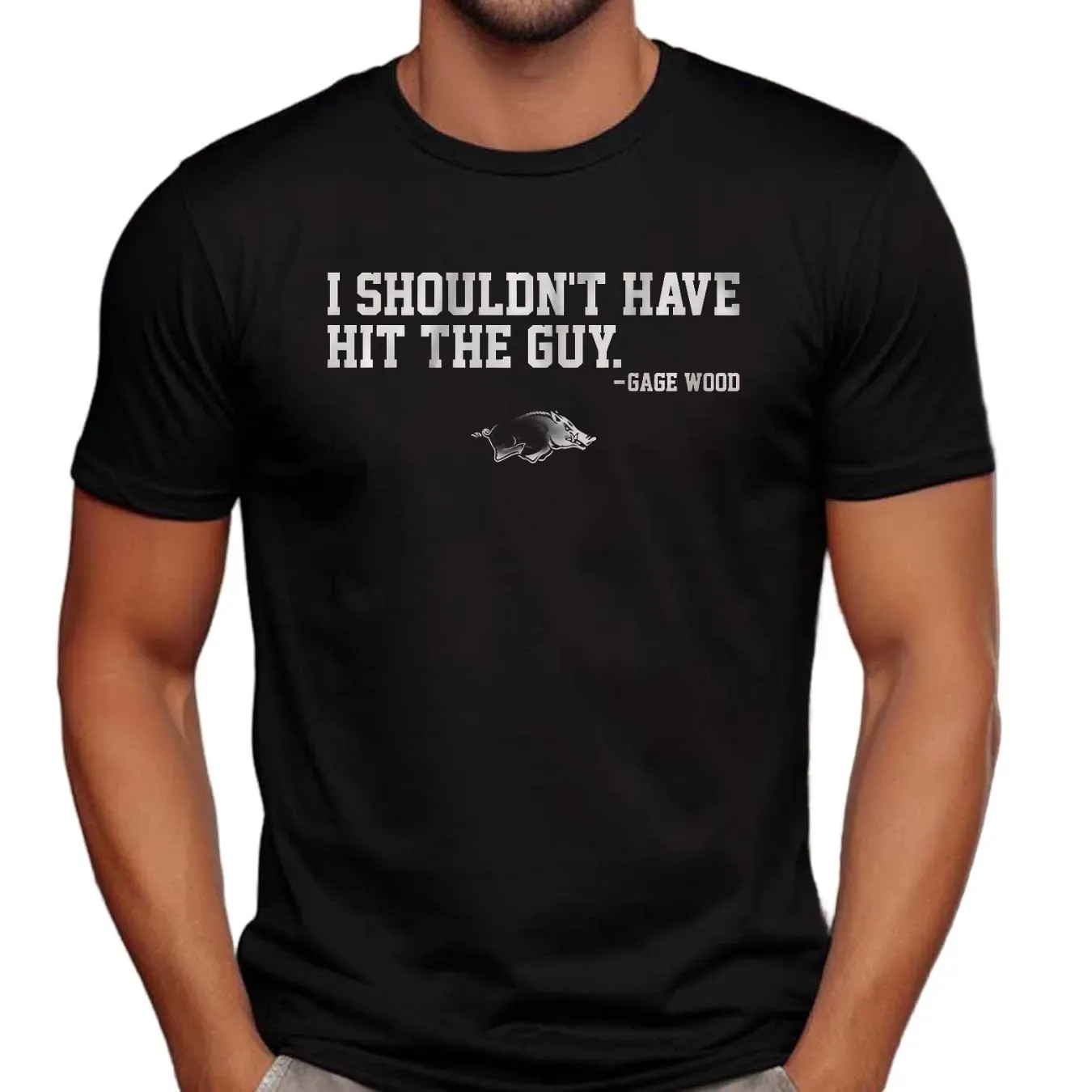 Arkansas Razorbacks Baseball Gage Wood I Shouldn't Have Hit the Guy T Shirt