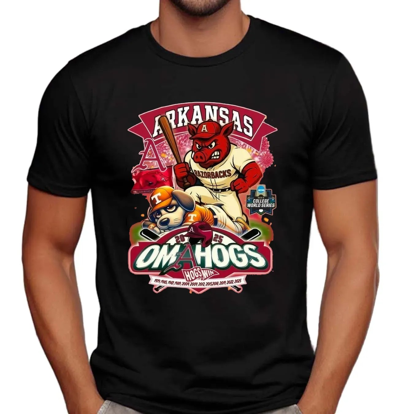 Arkansas Razorbacks Omahogs Hog Win College World Series Mascot T Shirt