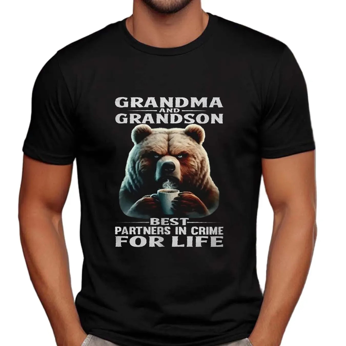 Bear grandma and grandson best partners in crime for life t shirt