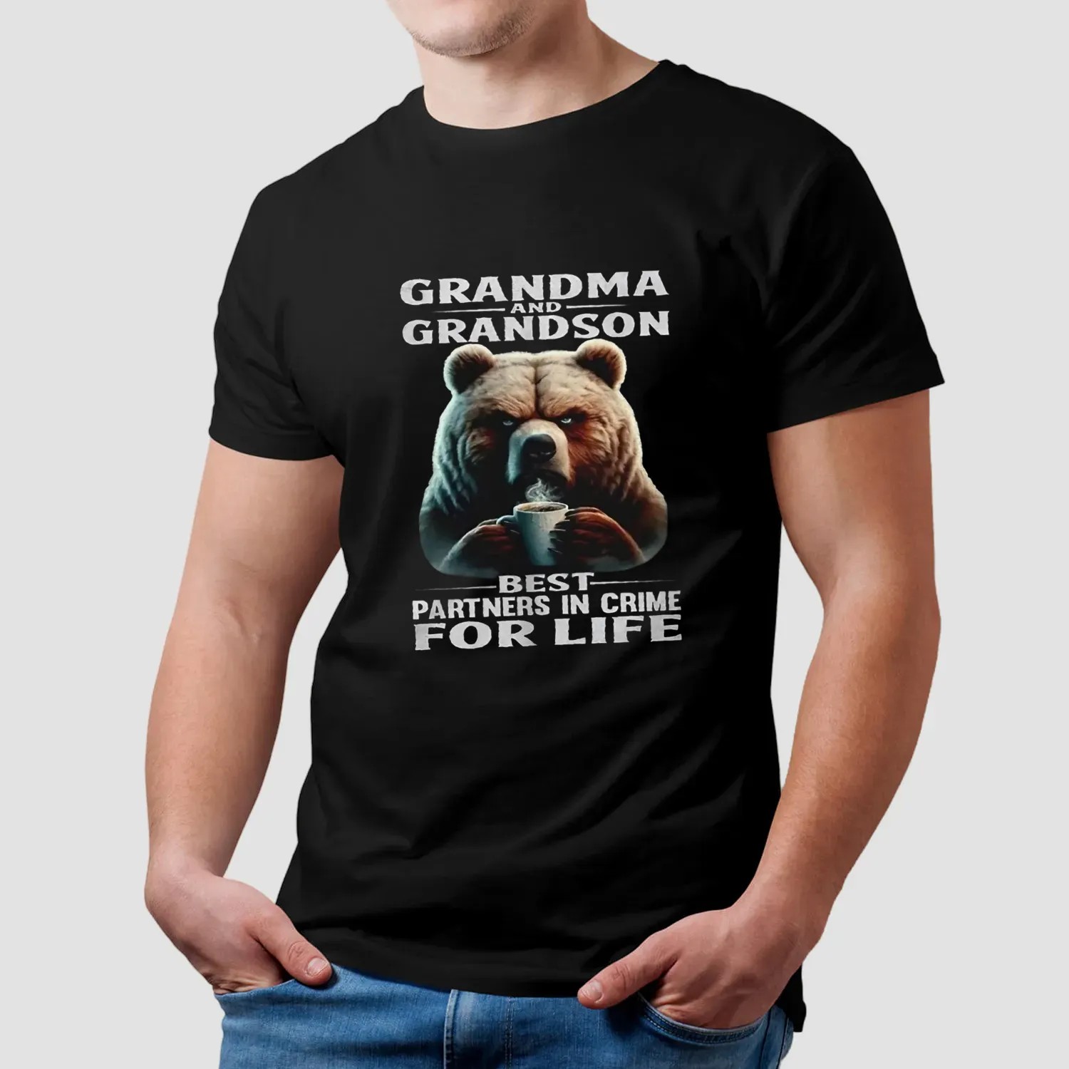Bear grandma and grandson best partners in crime for life t shirt