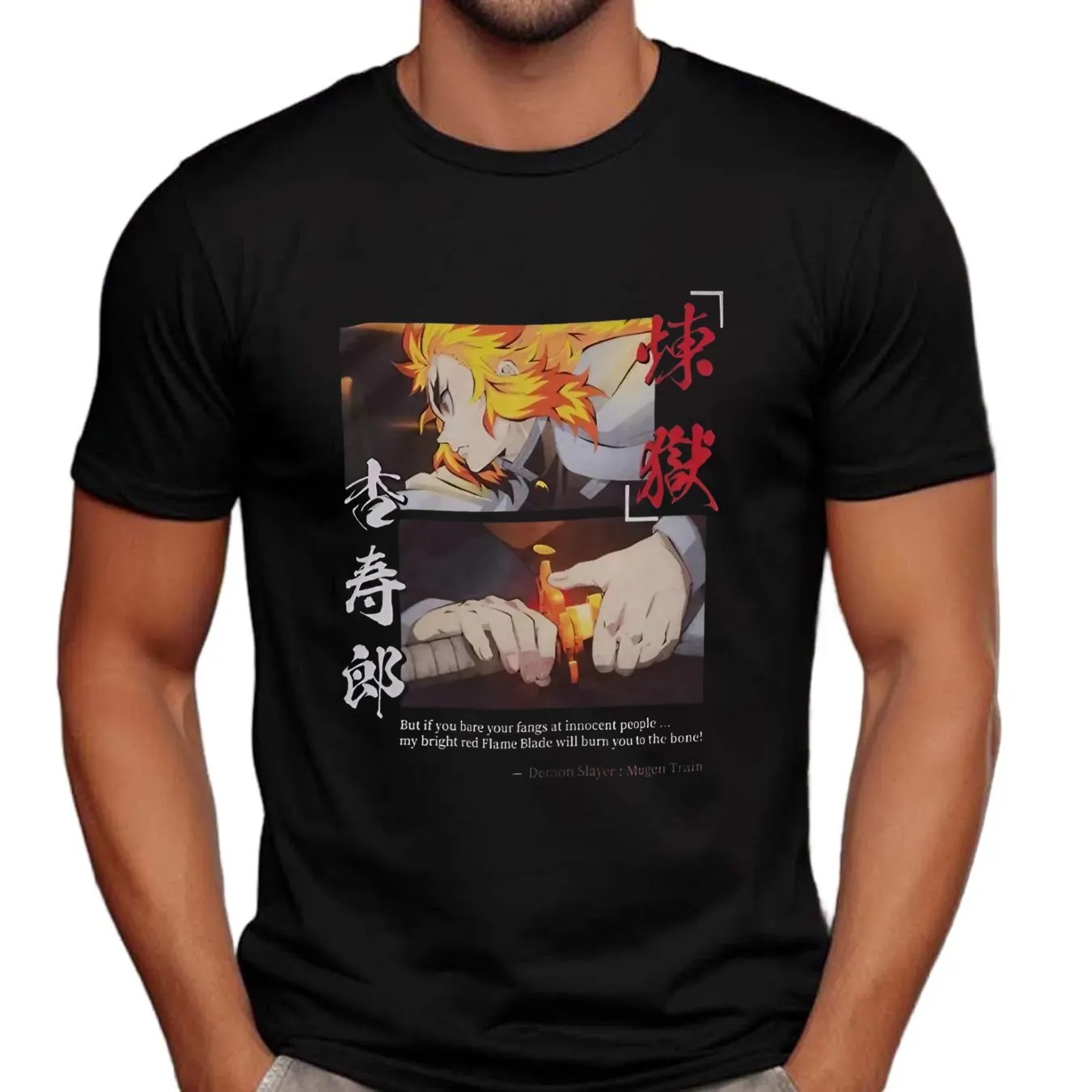 Demon Slayer Kimetsu No Yaiba Rengoku Sword Anime T Shirt