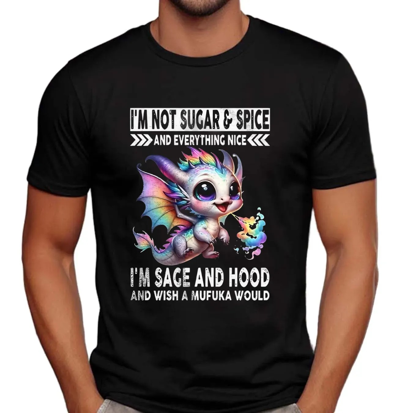 Dragon I’m not sugar and spice and everything nice I’m sage and hood and wish a mufuka would t shirt