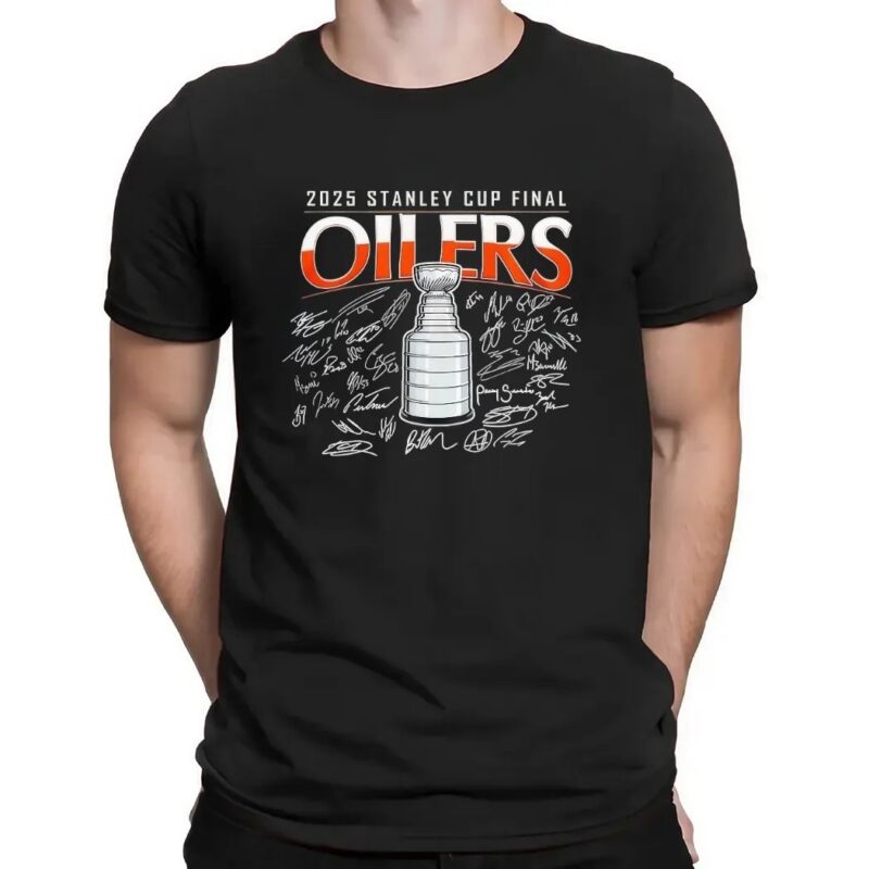 Edmonton Oilers Hockey Stanley Cup Final 2025 Champions Signatures T Shirt