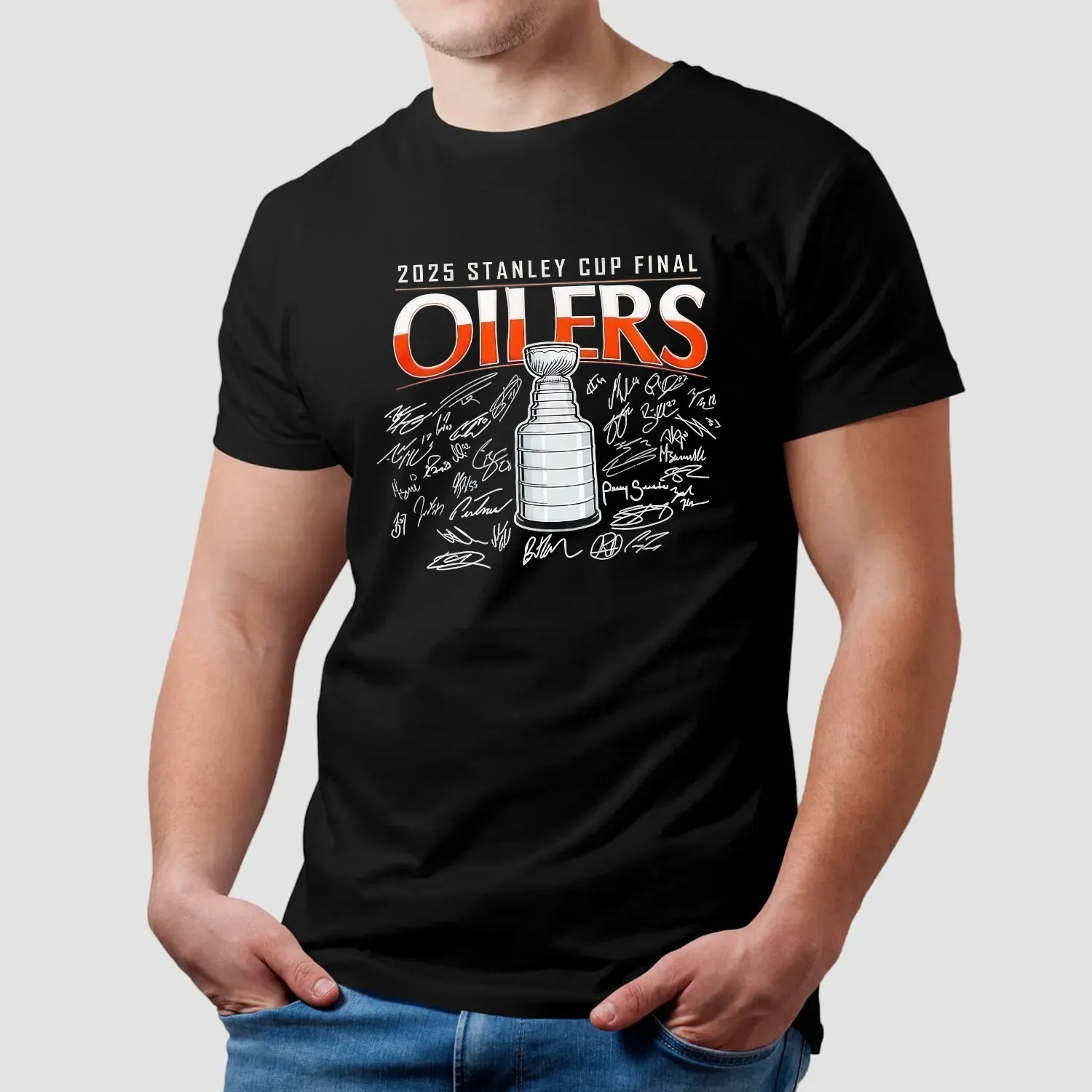 Edmonton Oilers Hockey Stanley Cup Final 2025 Champions Signatures T Shirt