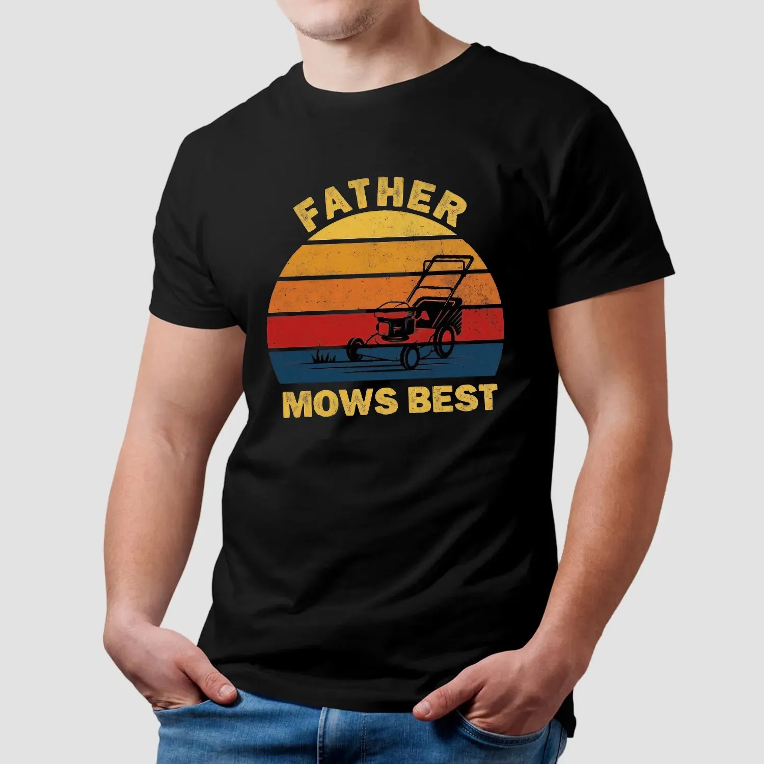Father Mows Best Father's Day Dad Jokes Lawn Mowing T Shirt