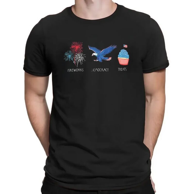 Fireworks Democracy Treats FDT 4th Of July Independence Day T Shirt