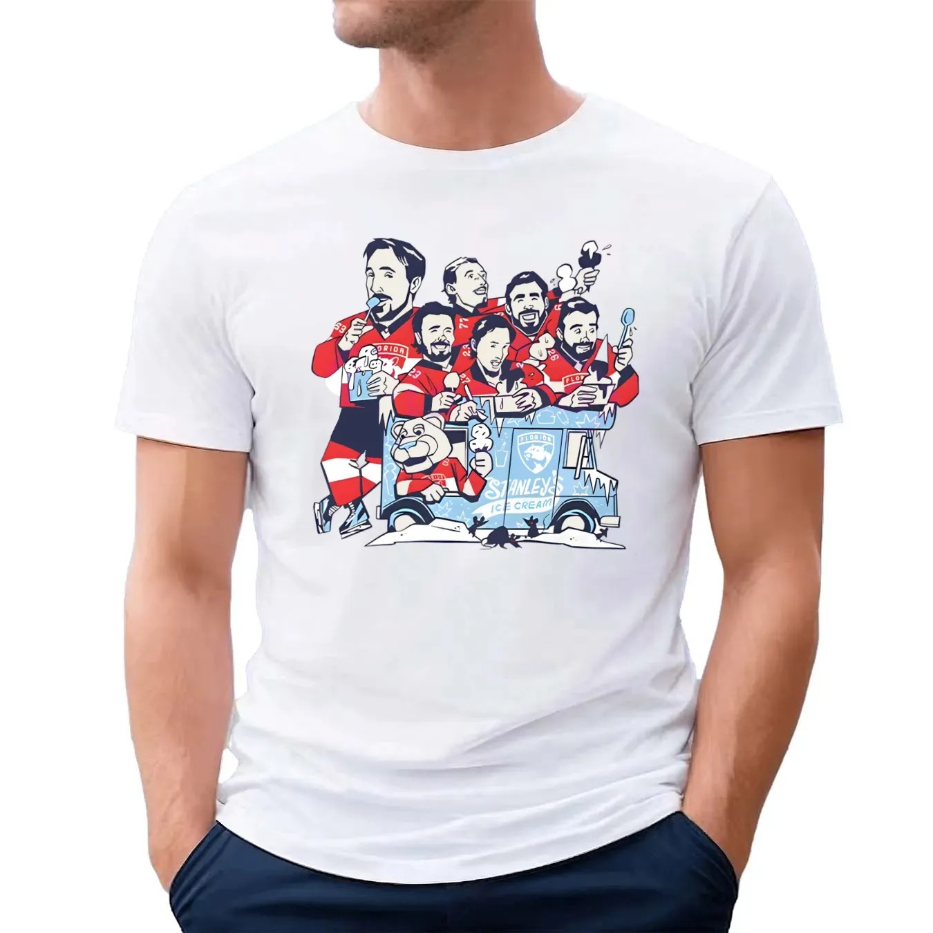 Florida Panthers Hockey Team Youth Ice Cream Scoops Cartoon T Shirt