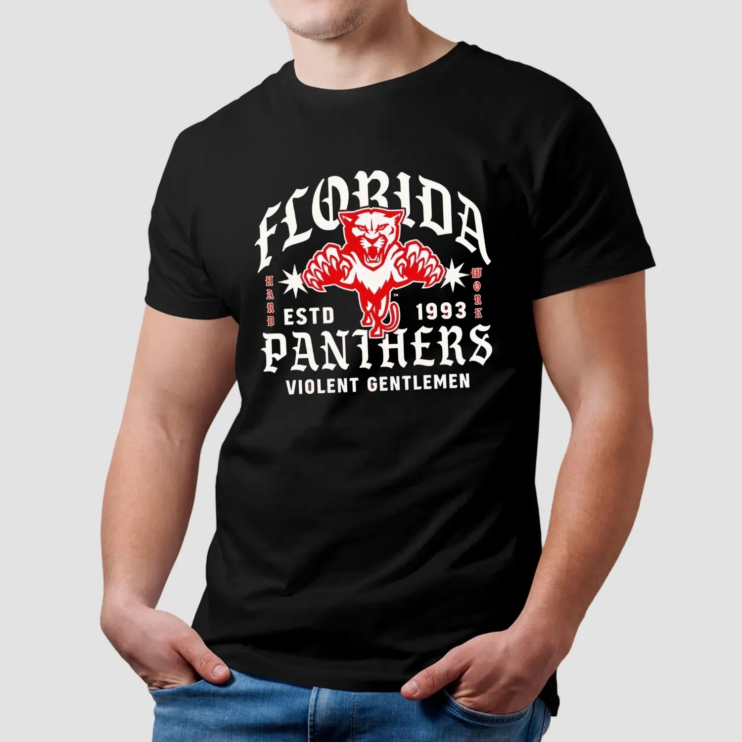 Florida Panthers Hockey Violent Gentlemen Estd 1993 Work Hard T Shirt