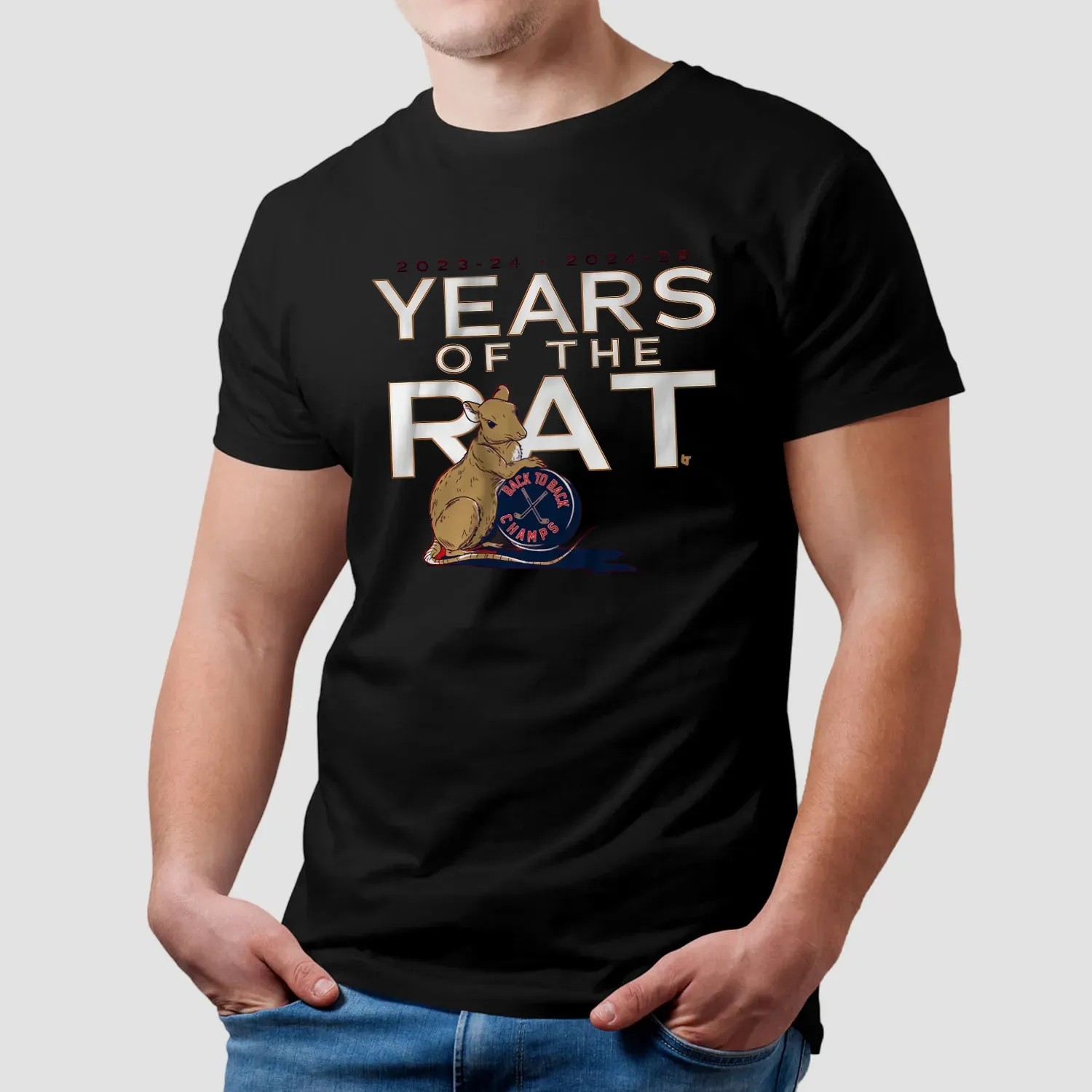 Florida Panthers Hockey Years of the Rat Back To Back Champs T Shirt