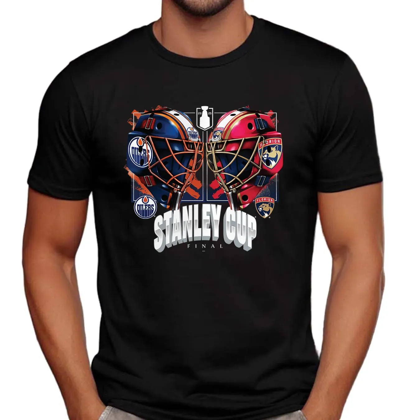 Florida Panthers Vs Edmonton Oilers 2025 Stanley Cup Final Dueling Helmets T Shirt
