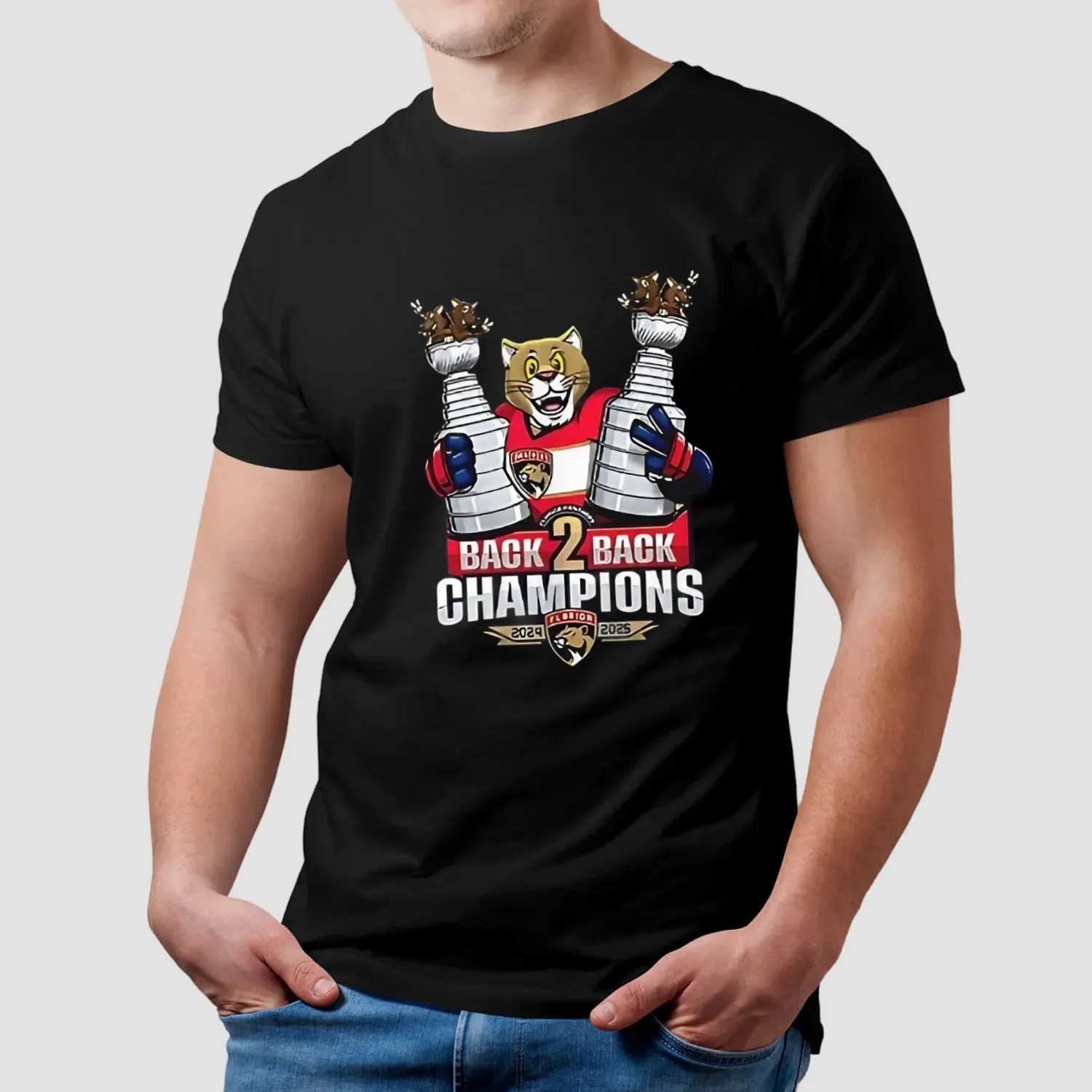Florida Panthers back to back champions mascot 2024 2025 t shirt