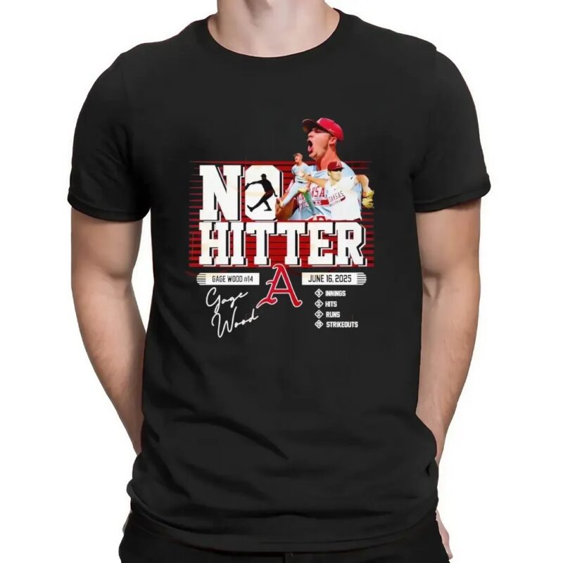 Gage Wood No-Hitter Arkansas Razorbacks June 16 2025 T Shirt