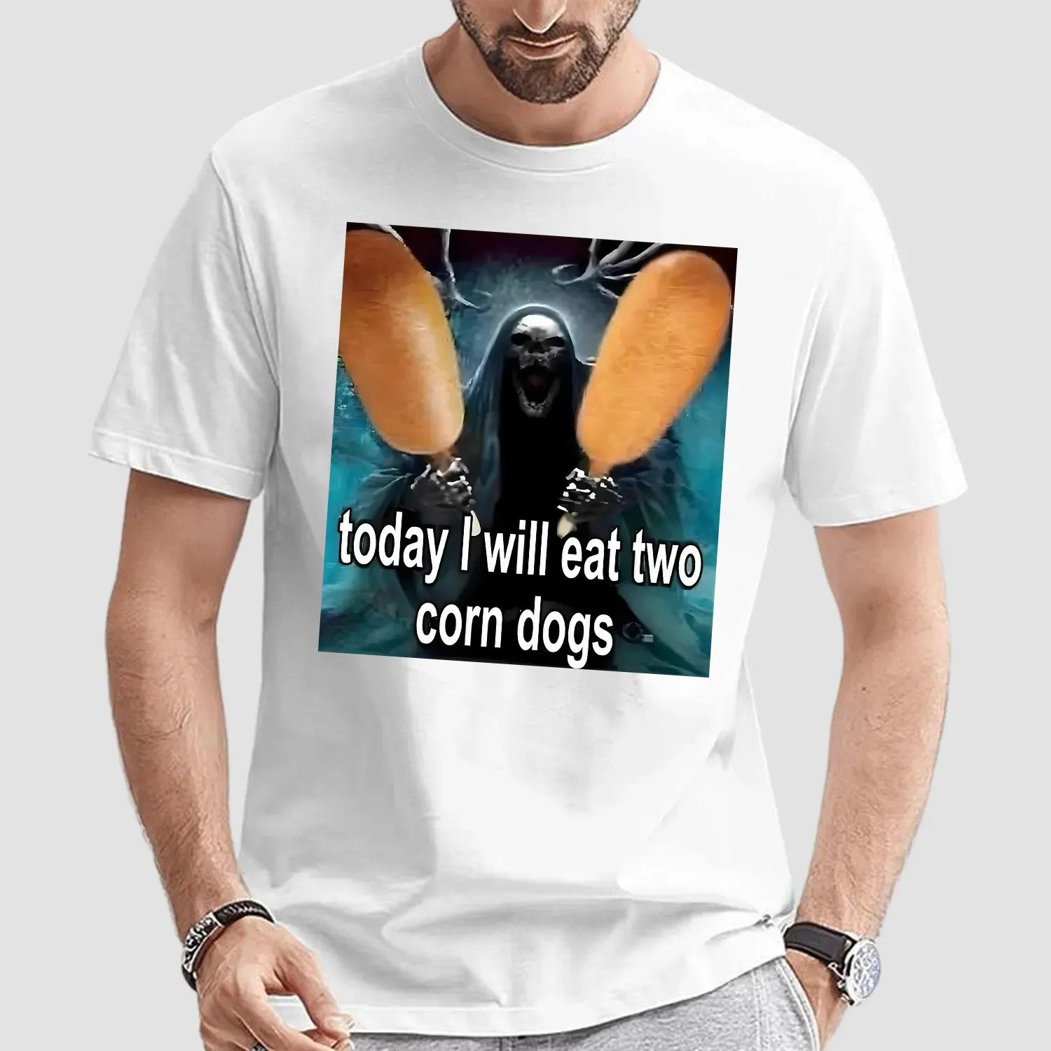 Grim Reaper Today I'm Eating Two Corn Dogs Meme T Shirt