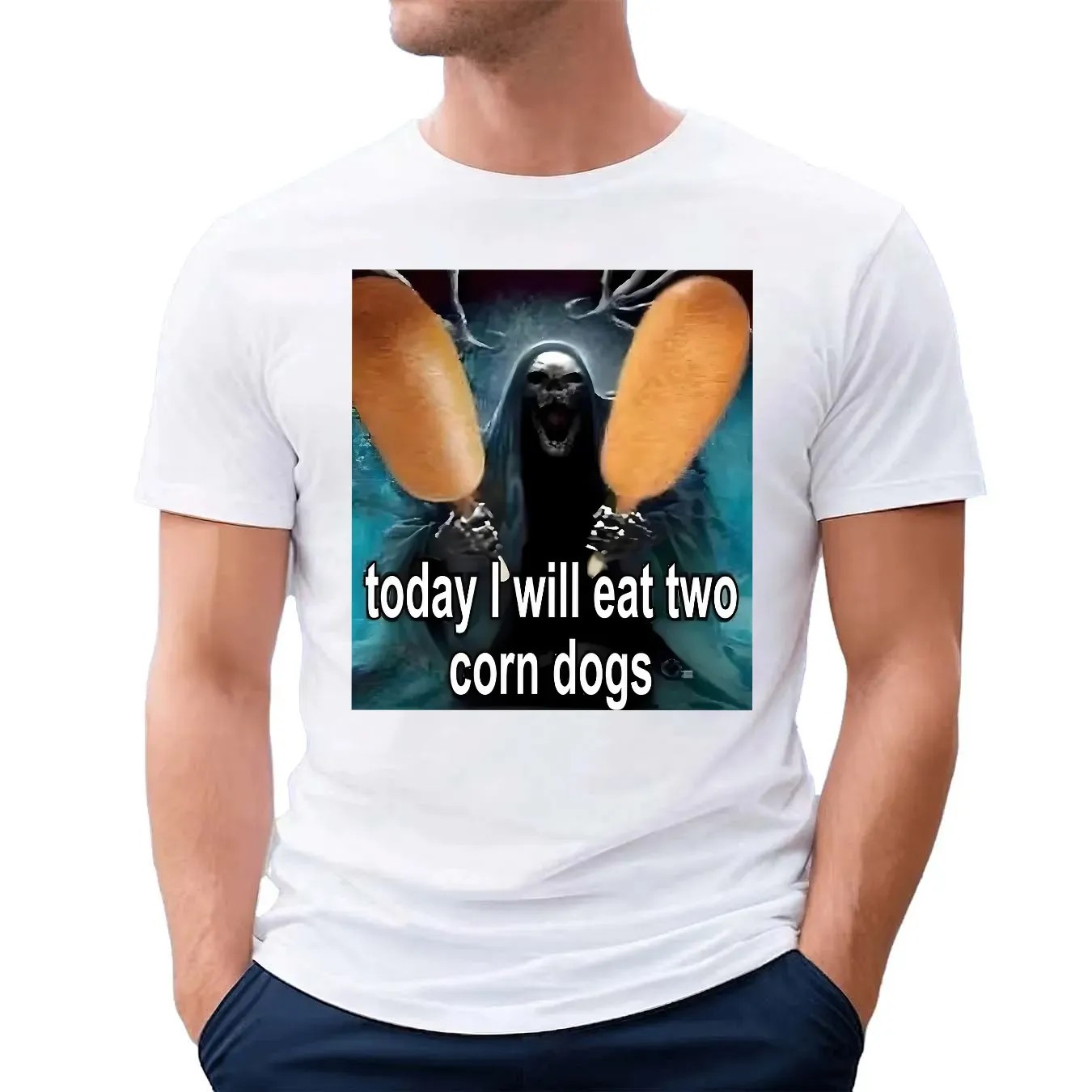 Grim Reaper Today I'm Eating Two Corn Dogs Meme T Shirt
