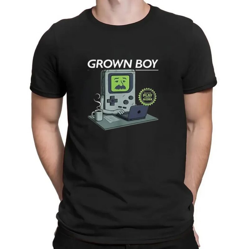 Grown Boy built to play forced to work t shirt