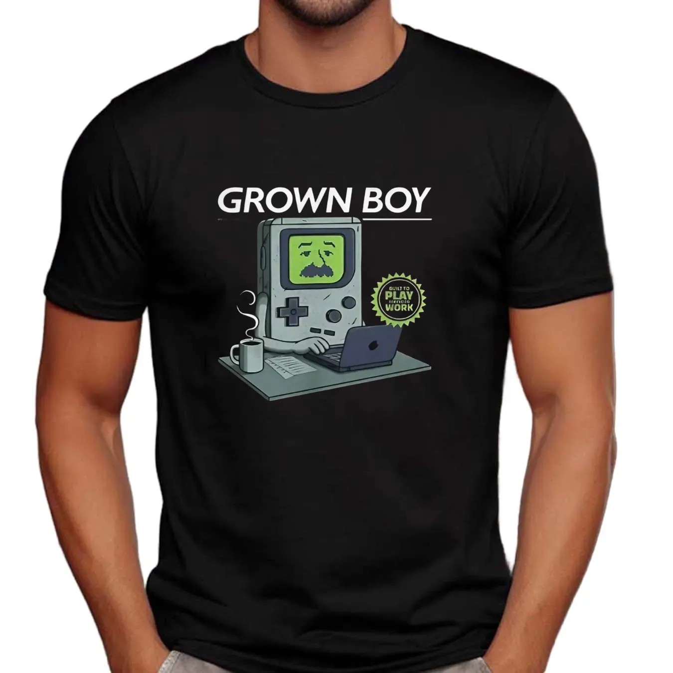 Grown Boy built to play forced to work t shirt