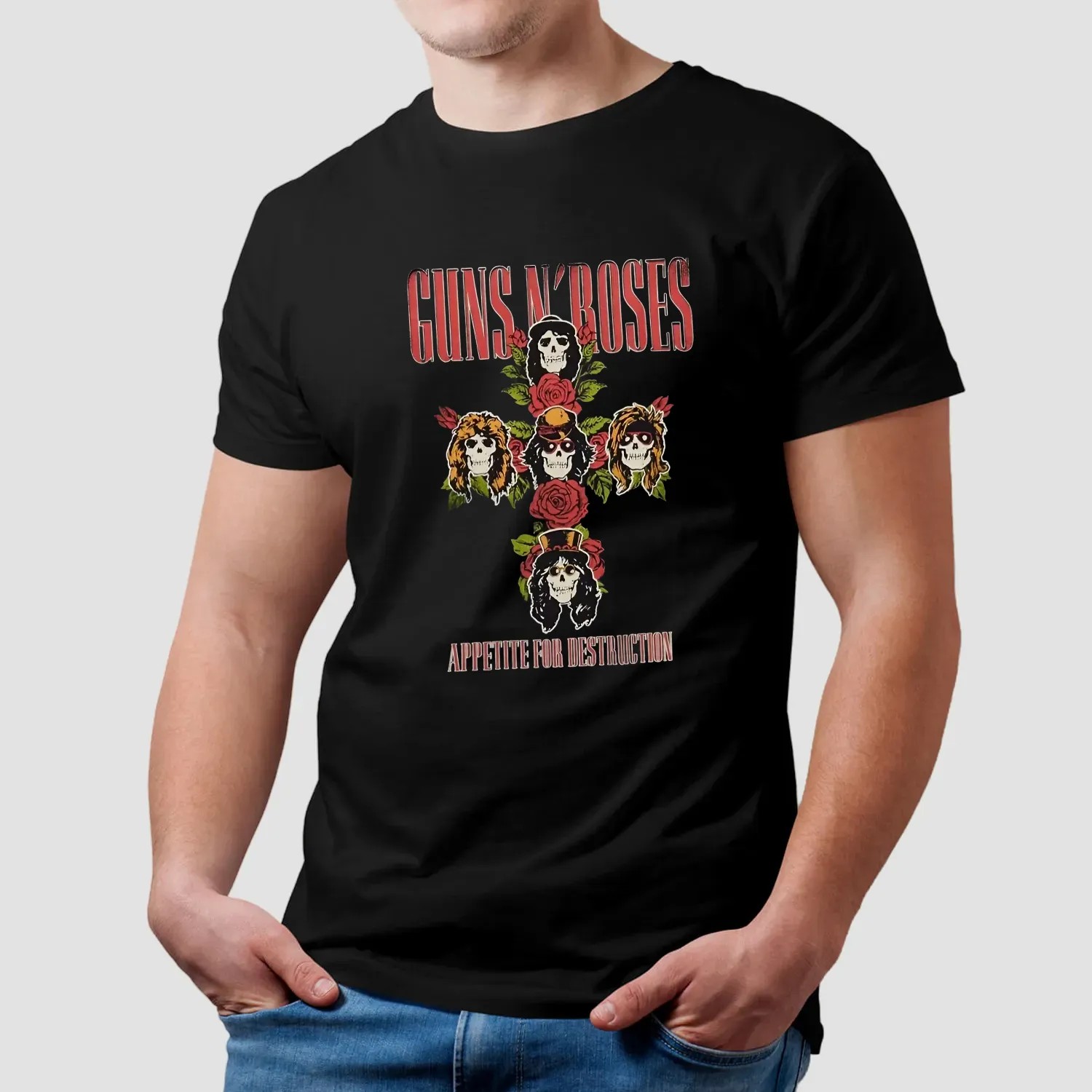 Guns N' Roses Appetite For Destruction Floral Cross T Shirt