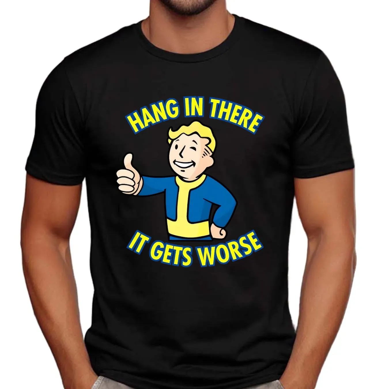 Hang In There It Gets Worse Sarcastic Thumb T Shirt