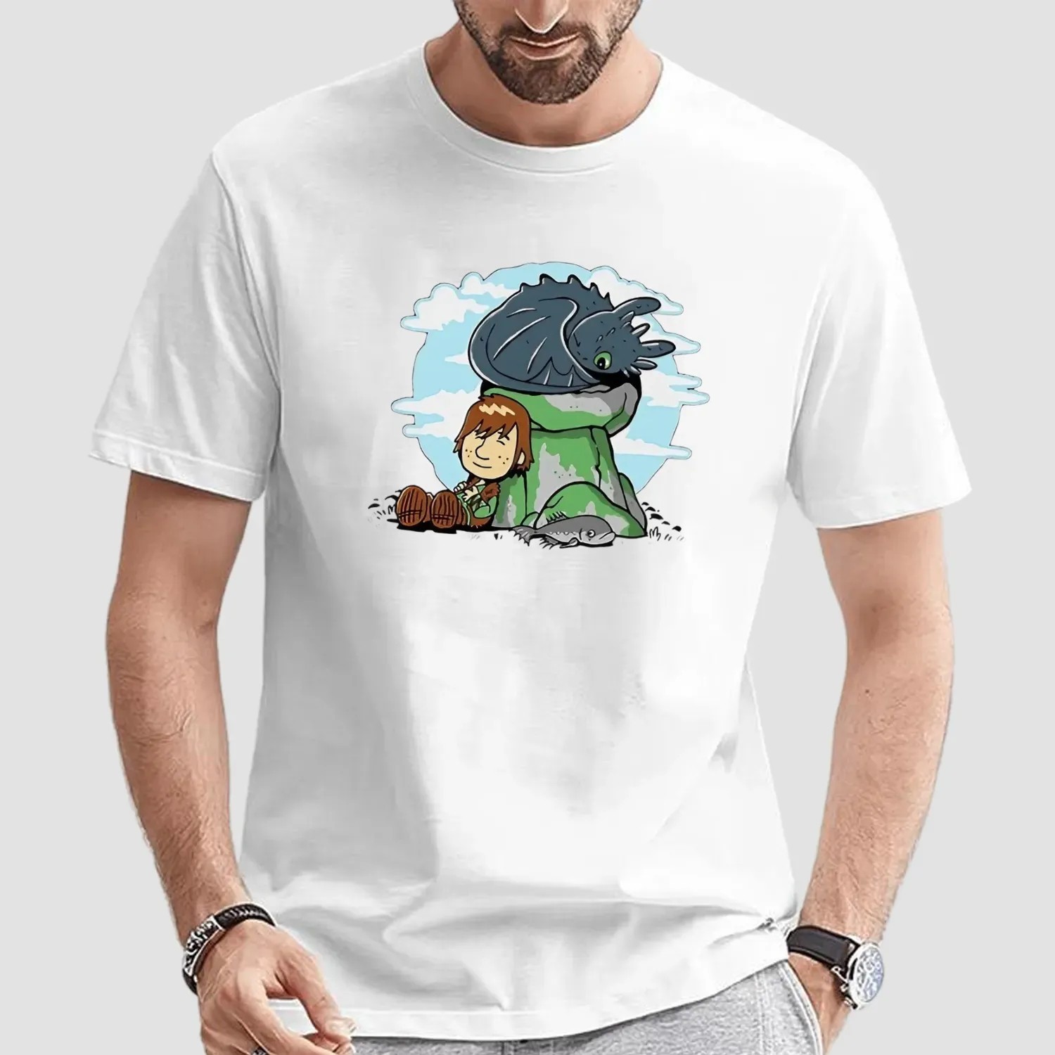 Hiccup and Toothless How to Train Your Dragon X Peanuts relaxing with my dragon t shirt