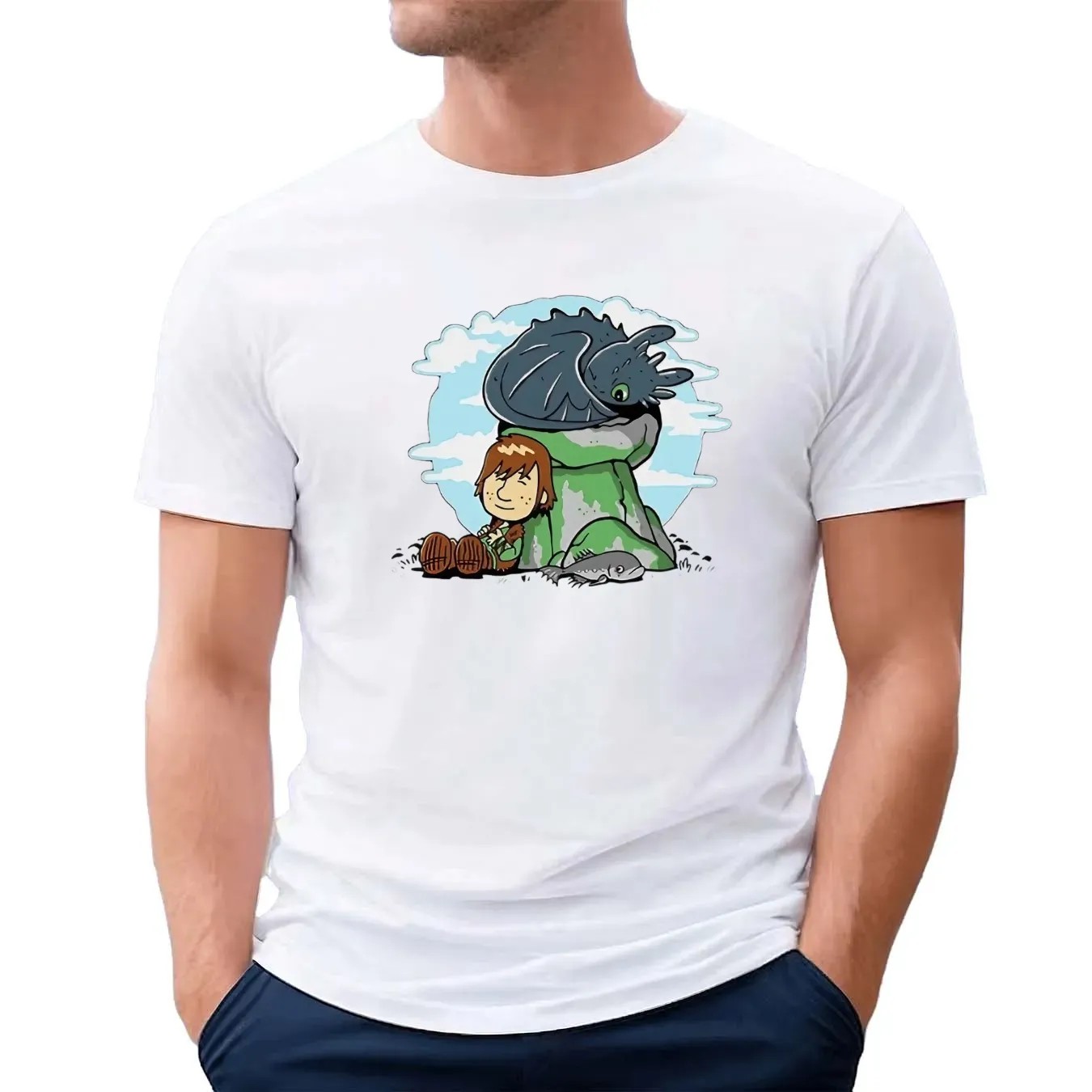 Hiccup and Toothless How to Train Your Dragon X Peanuts relaxing with my dragon t shirt