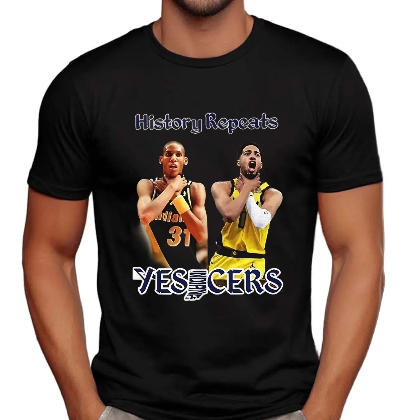 History Repeats Reggie Miller And Tyrese Haliburton Chokeyes Cers T Shirt