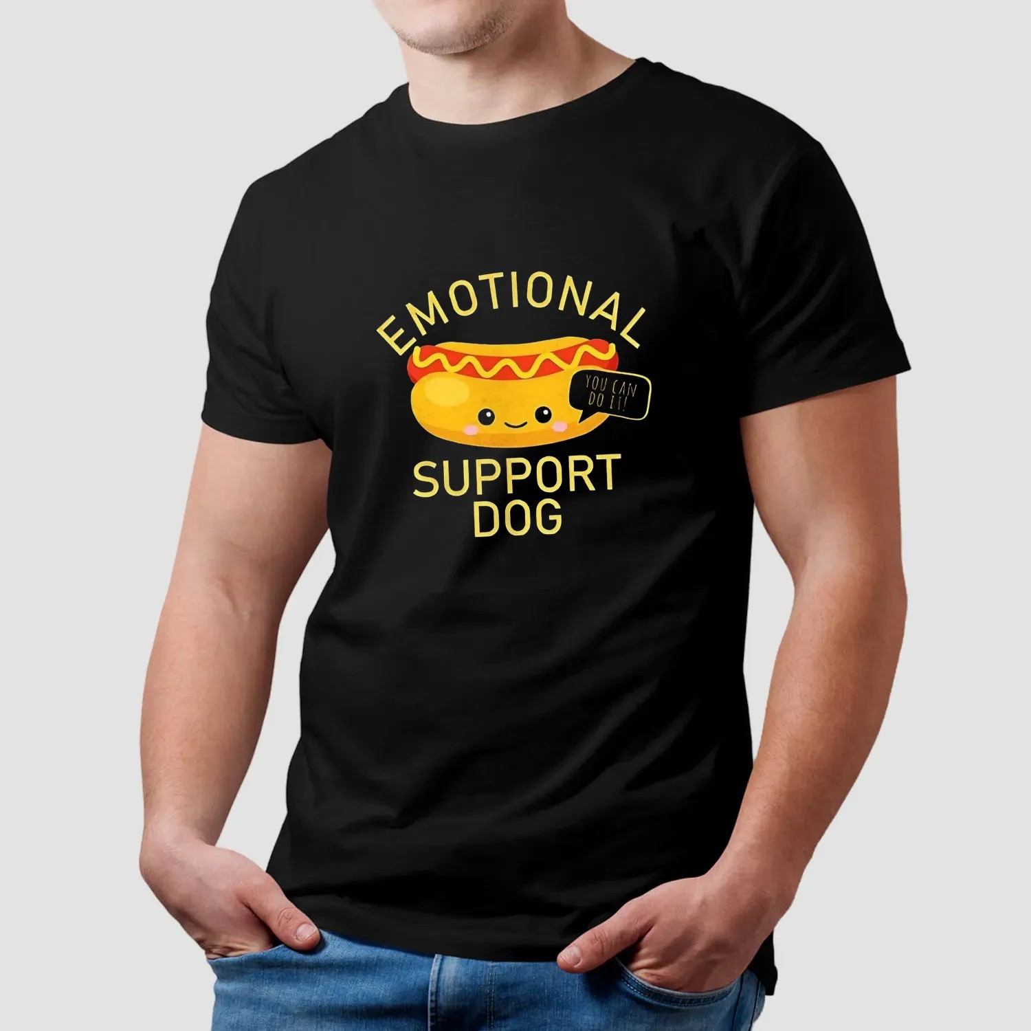 Hot Dog Emotional Support Dog You Can Do It T Shirt