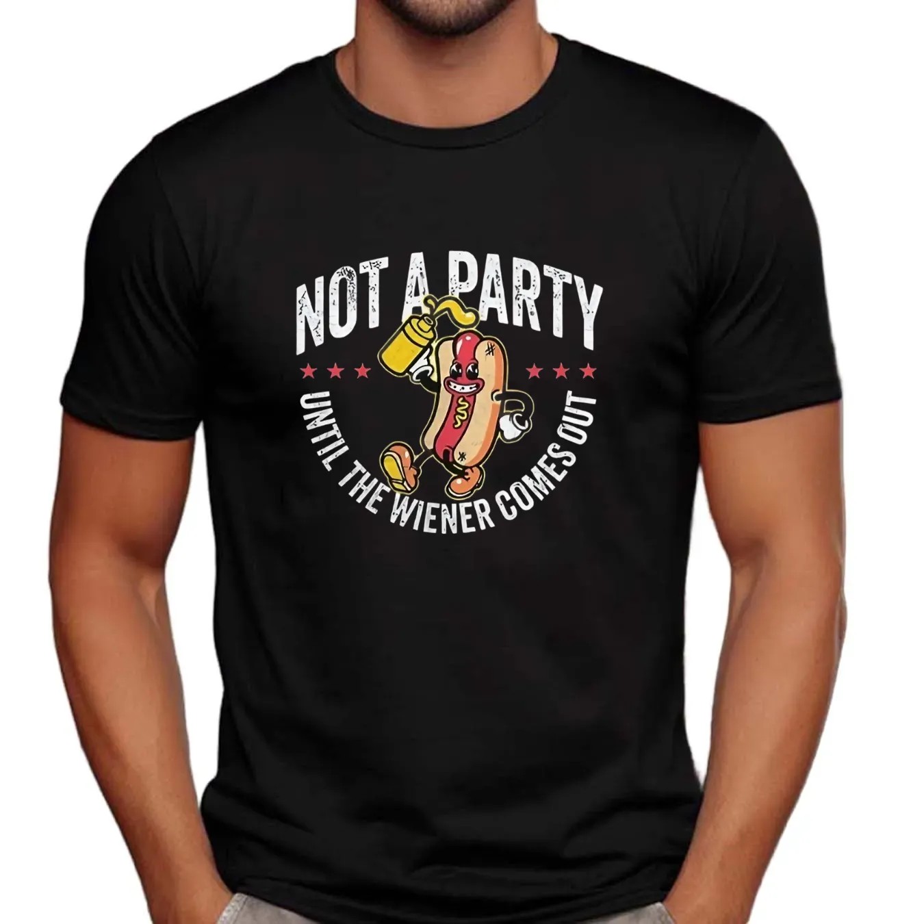 Hot dog not party until the wiener comes out t shirt