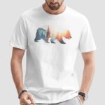 Bear Silhouette Mountain Forest Sunset T Shirt
