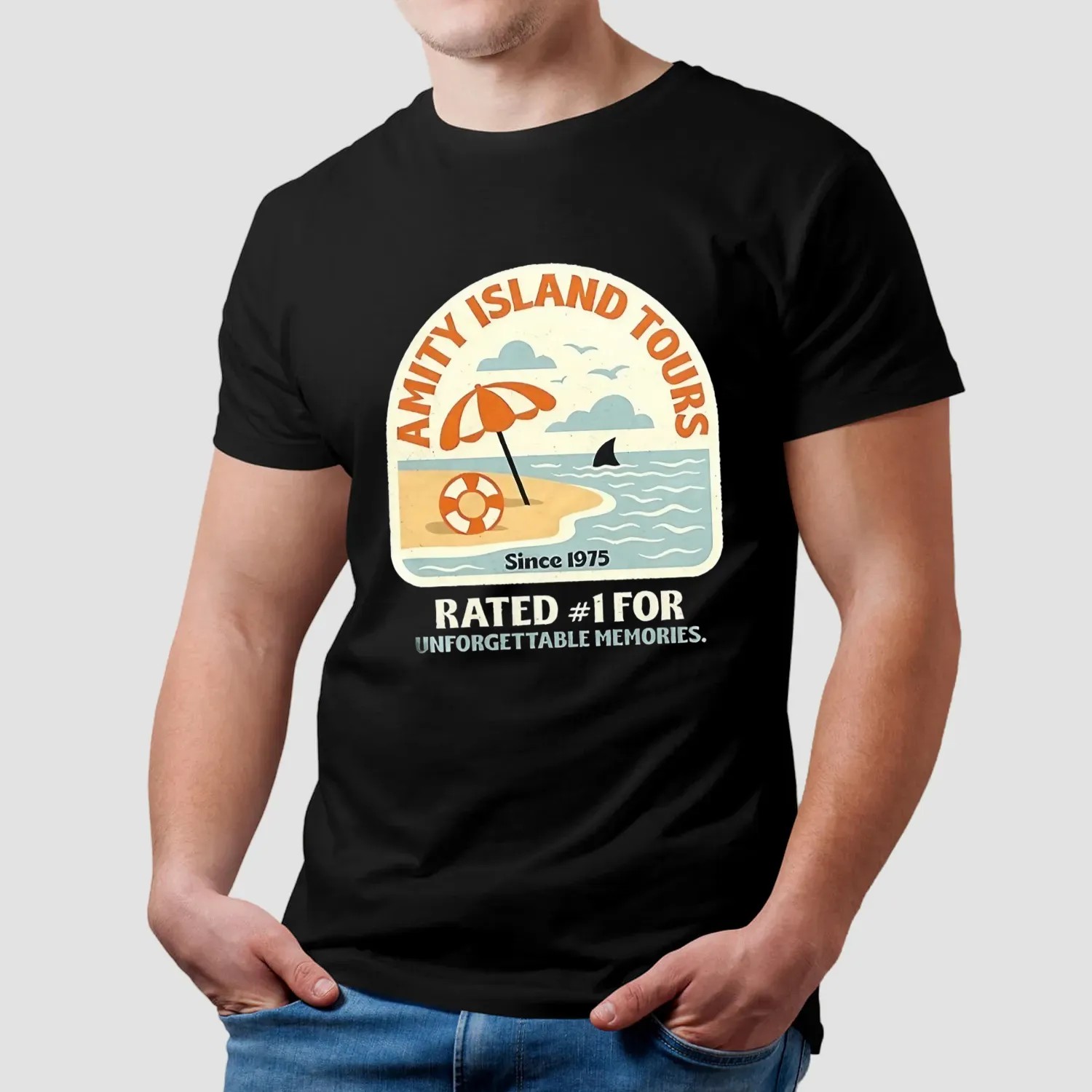 JAWS Amity Island Tours rated 1 for unforgettable memories t shirt