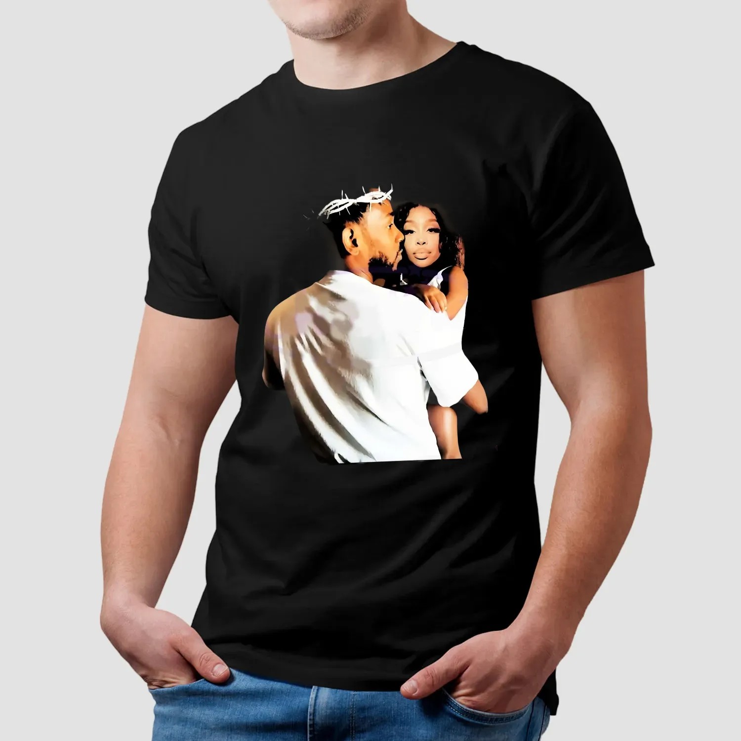 Kendrick Lamar Holding Sza Angelic Style Crown Of Thorns T Shirt