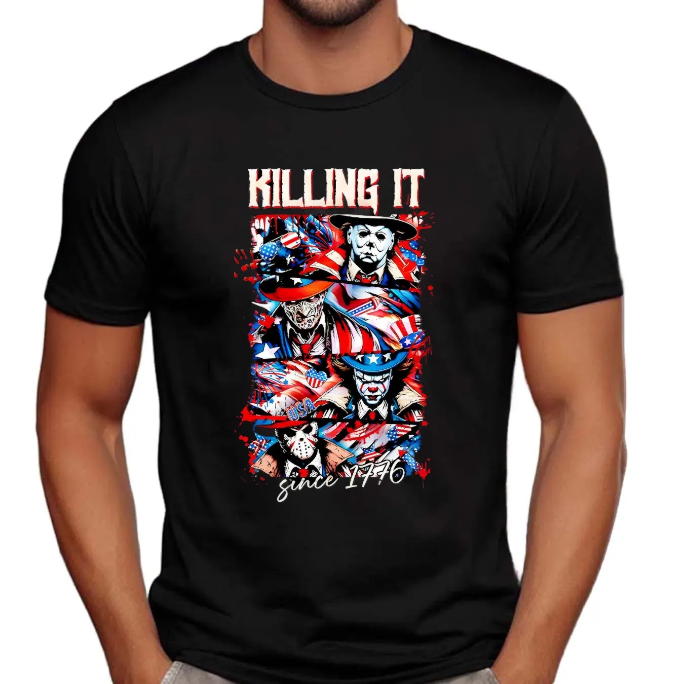 Killing It Horror Killers Patriotic 4th Of July America Since 1776 T Shirt