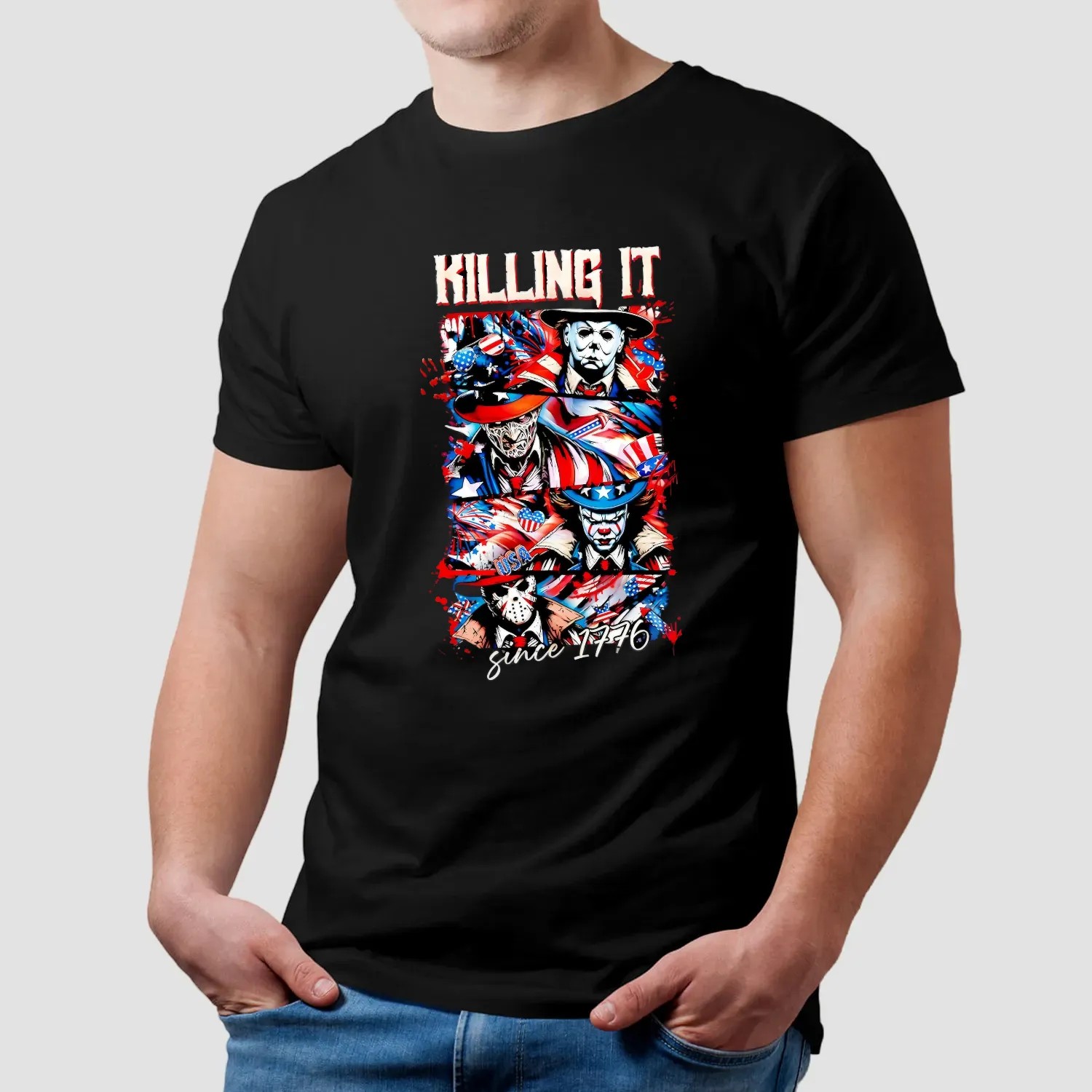 Killing It Horror Killers Patriotic 4th Of July America Since 1776 T Shirt
