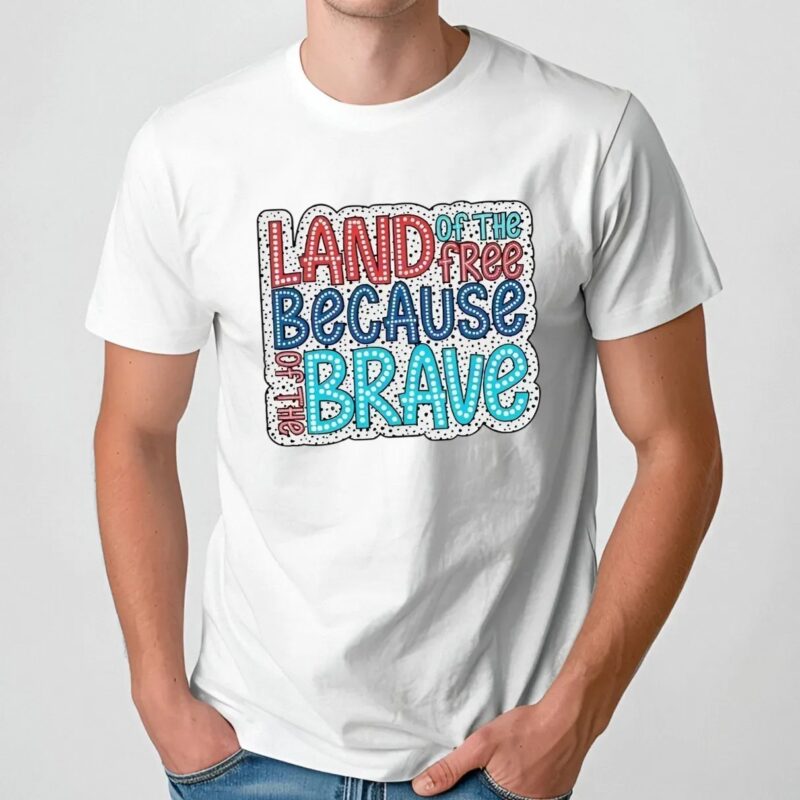 Land of the free because of the brave dalmatian dots t shirt