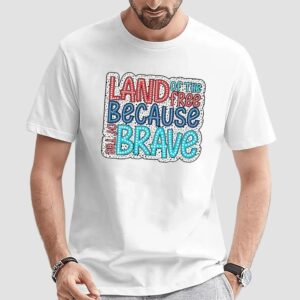 Land of the free because of the brave dalmatian dots t shirt