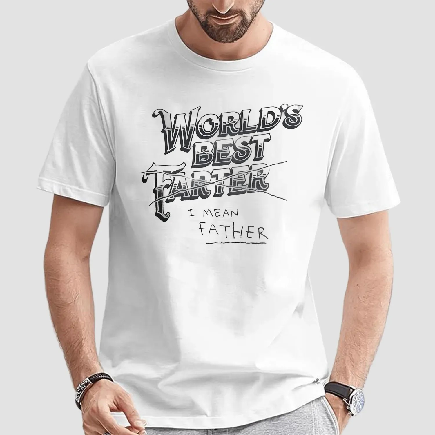 Man Wearing World's Best Farter I Mean Father To Court T Shirt