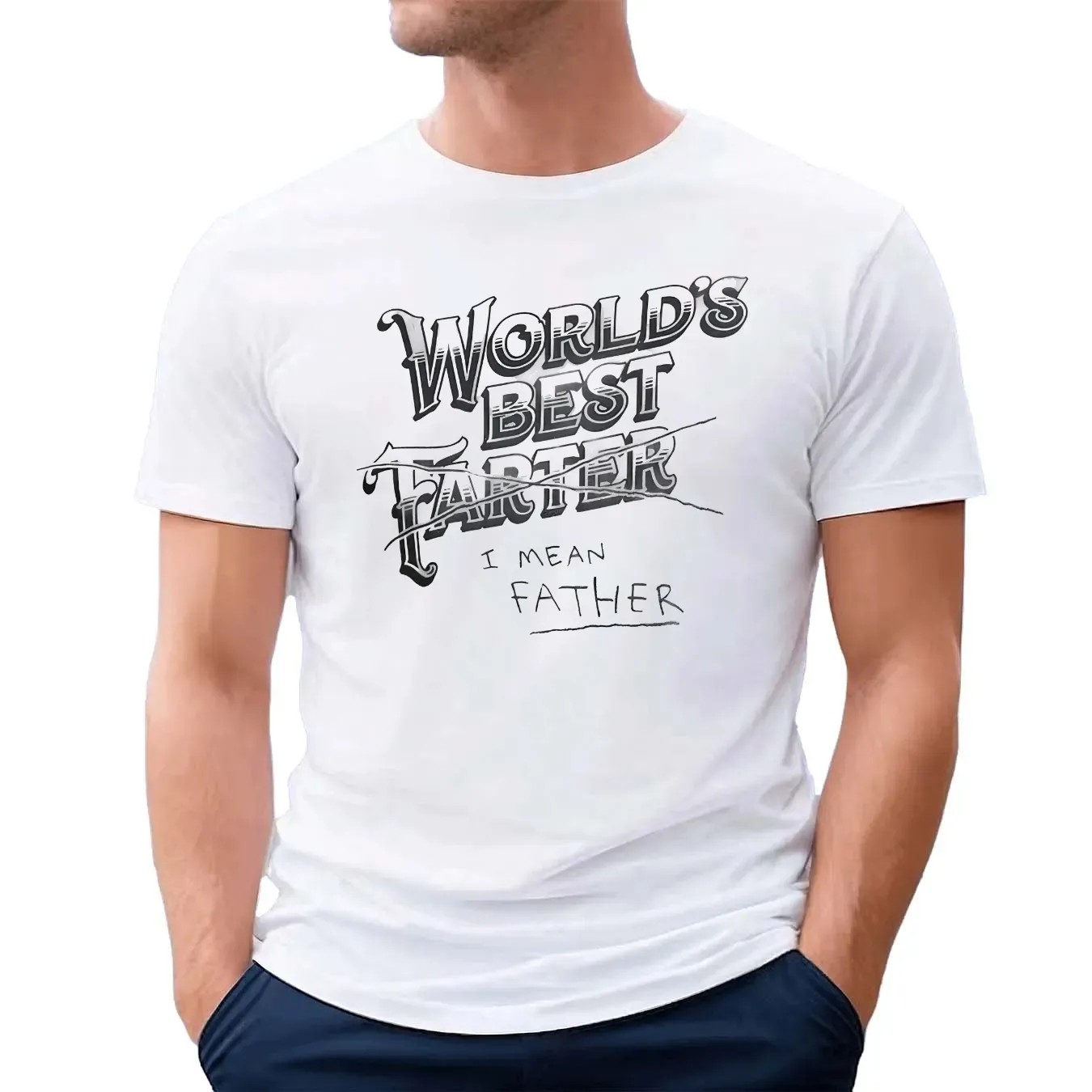 Man Wearing World's Best Farter I Mean Father To Court T Shirt