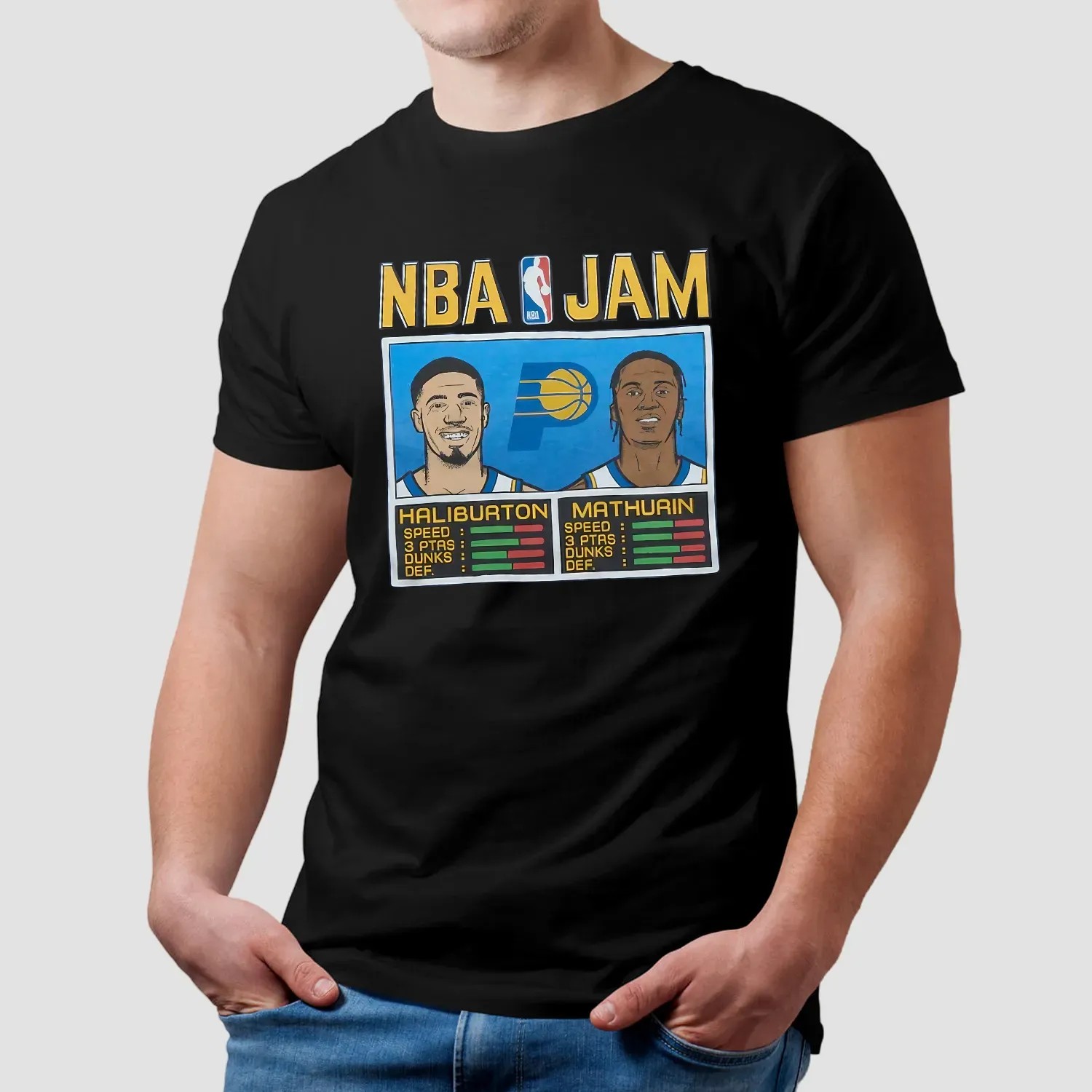 NBA Jam Indiana Pacers Duo Haliburton And Mathurin Arcade Style T Shirt