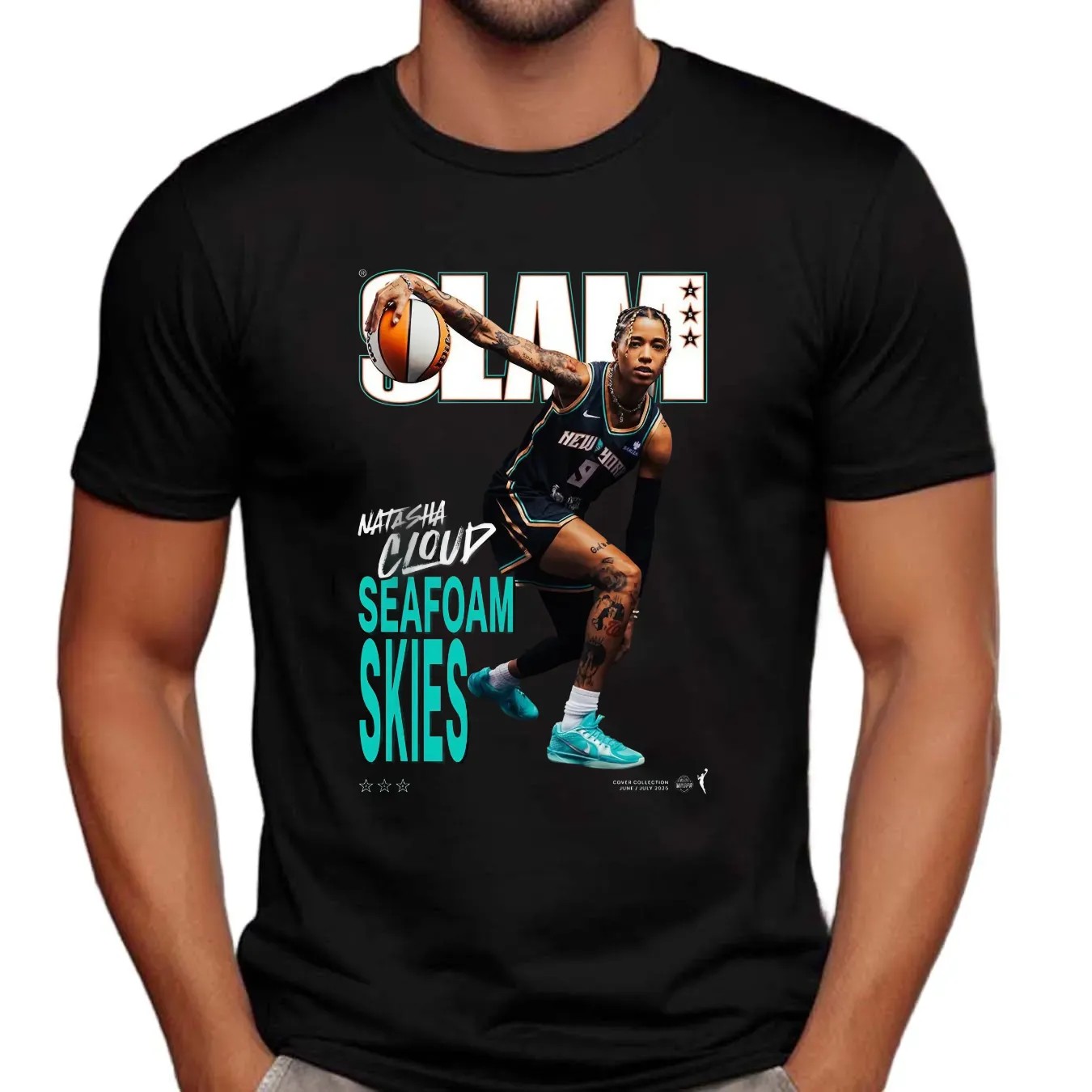 Natasha Cloud New York Liberty Seafoam Skies Magazine SLAM Cover 2025 WNBA Season T Shirt